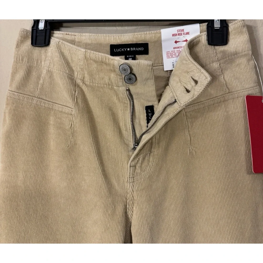 Lucky Brand Corduroy Pants Women 6/28 Ankle Stevie High Rise Flare Boho‎ NEW